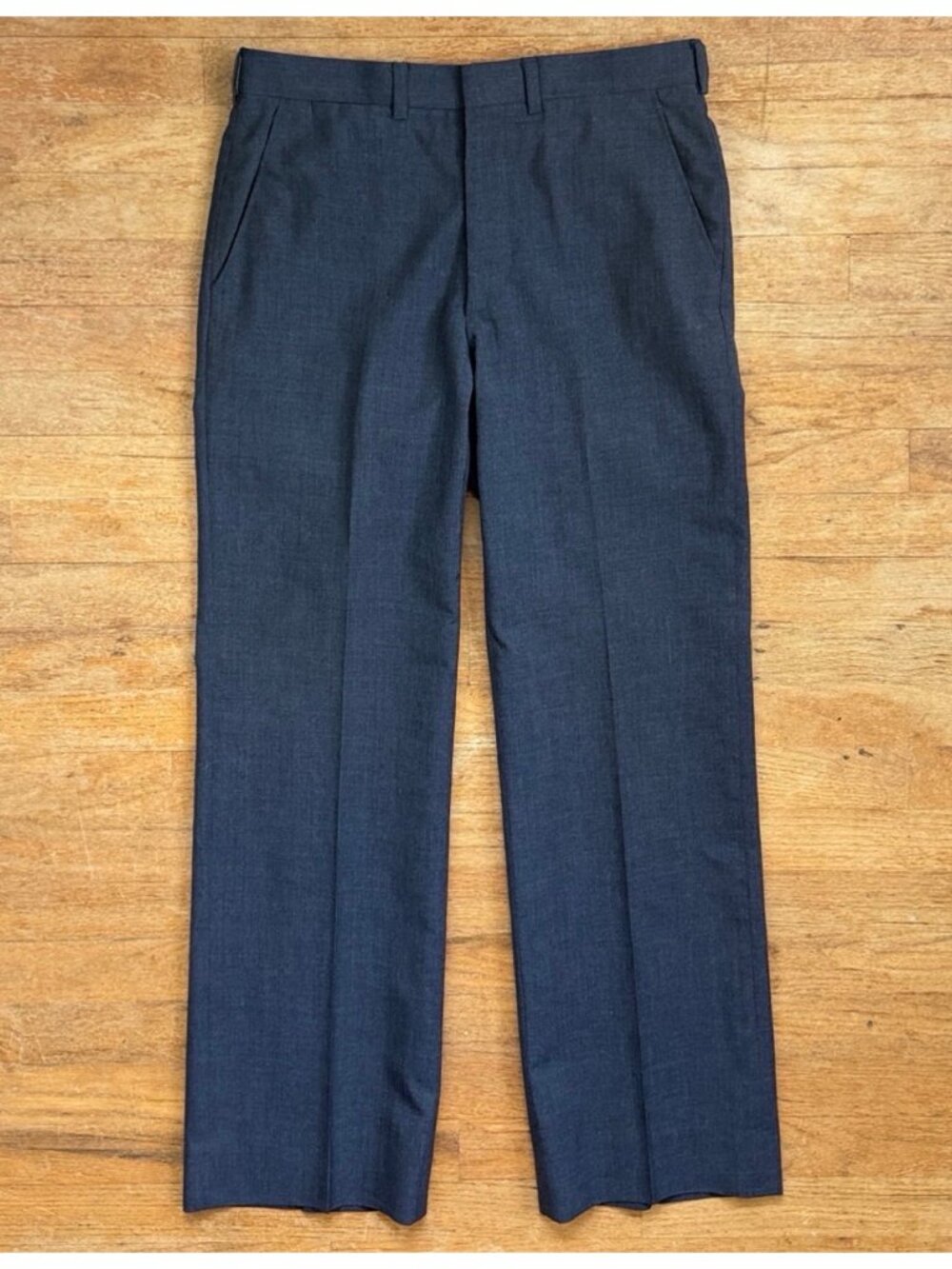 Vintage Mens Wool Pants Size 30x30 1970s Charcoal Gray Trousers 30 Waist